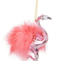 Glass Pink Flamingo Christmas Ornaments