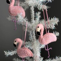 Small Pink Flamingo Christmas Ornaments